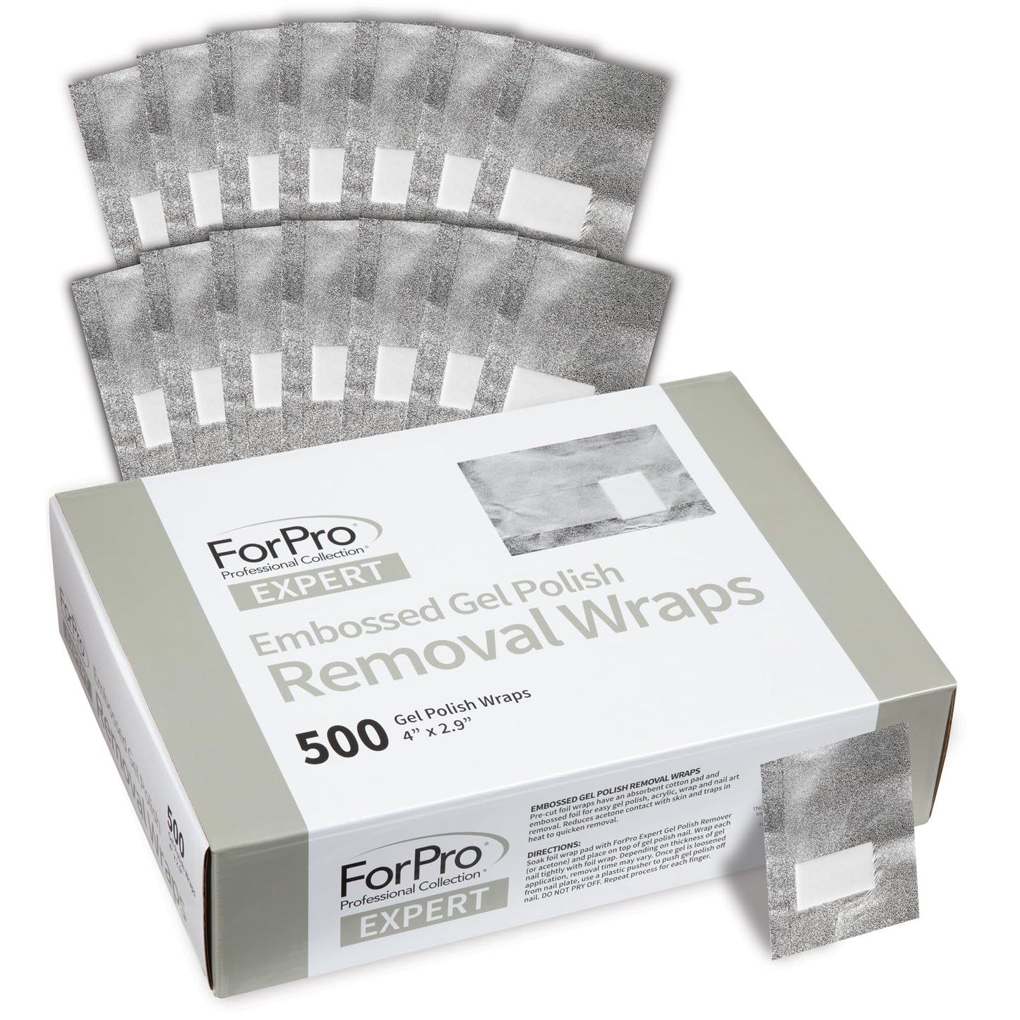 ForPro Professional Collection Expert Embossed Gel Polish Removal Wraps, Pre-Cut with Cotton Pad, Remove Gel Polish, Acrylics, & Nail Art, 4" L x 2.9" Beauty & Personal Care ForPro Professional Collection