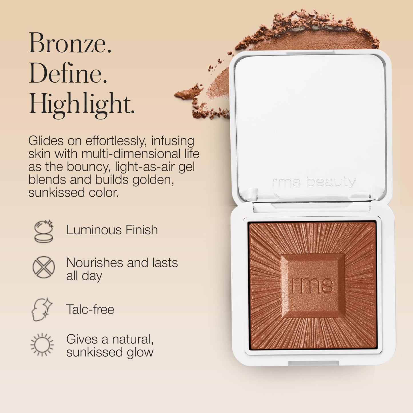 RMS Beauty Redimension Hydra-Bronzer - Talc-Free Gel-to-Powder Bronzer & Highlighter - Hydrating Cream Bronzer for Natural Glow & Sculpted Contour Beauty & Personal Care RMS Beauty
