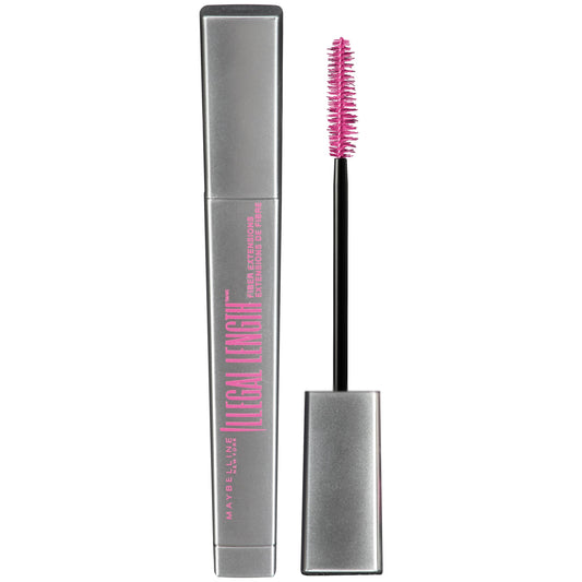 Maybelline New York Illegal Length Fiber Extensions Washable Mascara, Blackest Black, 0.22 Ounce