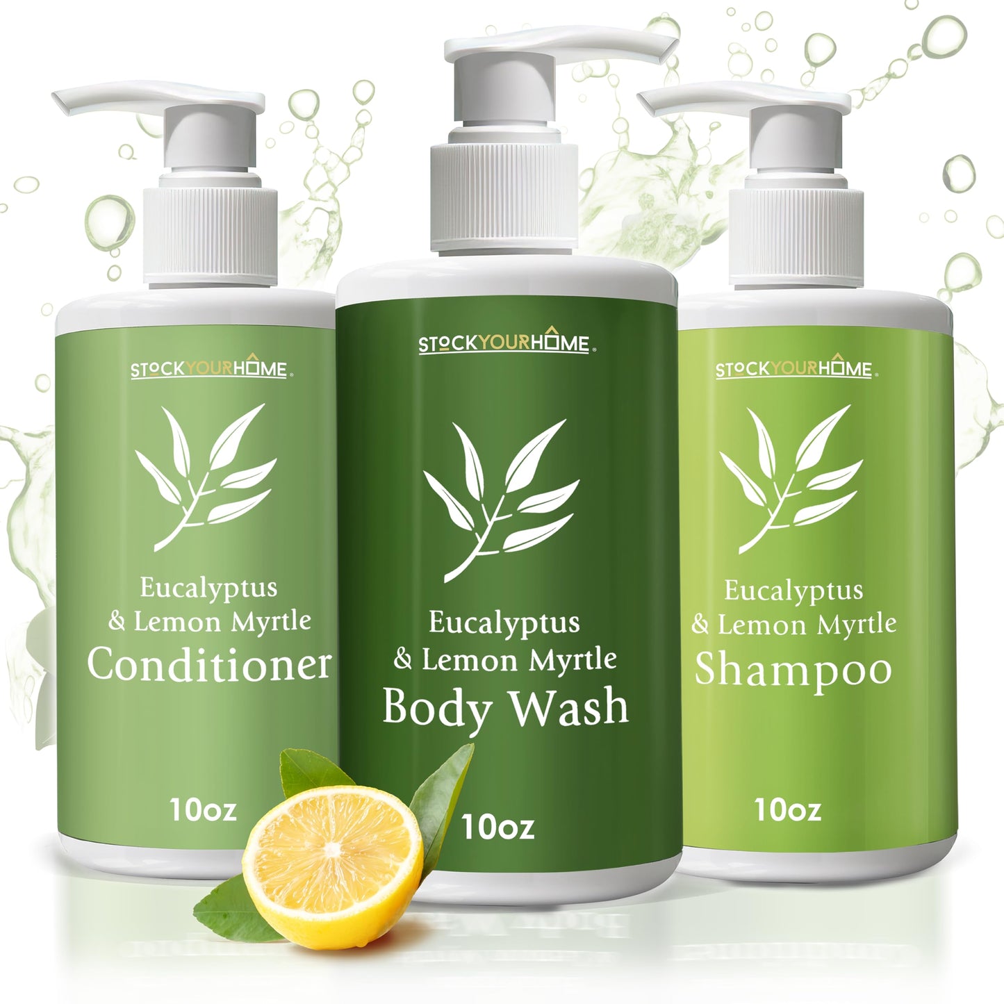 Shower Essentials Set for Men and Women, 3 Piece Shampoo Conditioner and Body Wash Set, 10 oz Bottles, Guest Bathroom Toiletries for Hotels Beauty & Personal Care Stock Your Home