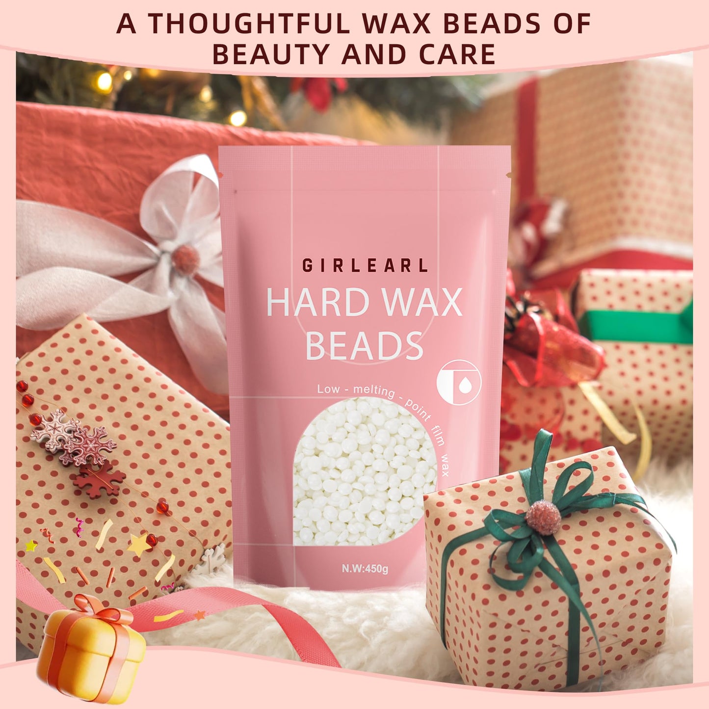 GIRLEARLE 1lb Wax Beads for Hair Removal - Unscented Hard Wax Beads Refill for Professional Full Body Waxing - Ideal for Facial, Brazilian Bikini Beauty and Personal Care GIRLEARLE