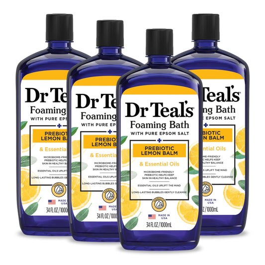 Dr Teal's Foaming Bath with Pure Epsom Salt, Prebiotic Lemon Balm & Essential Oils, 34 fl oz (Pack of 4) Beauty and Personal Care Dr Teal's