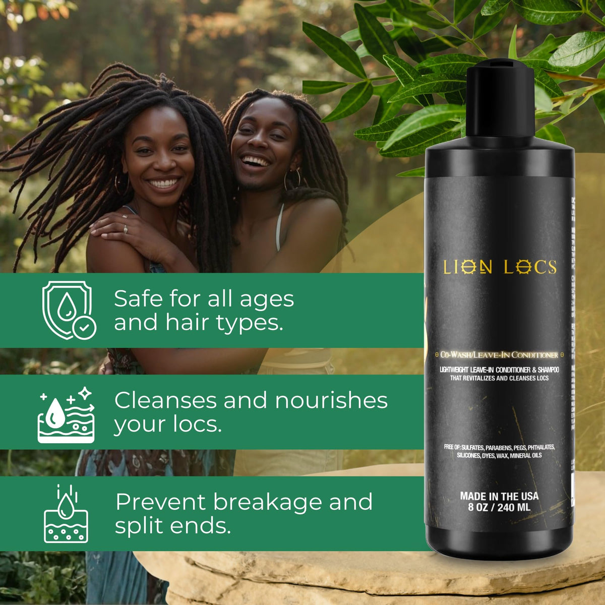 Lion Locs Shampoo and Conditioner for Dreads, Sisterlocks, Locks, & Dreadlocks | Lightweight Vegan Co Wash (8oz) Beauty & Personal Care Beard Gains