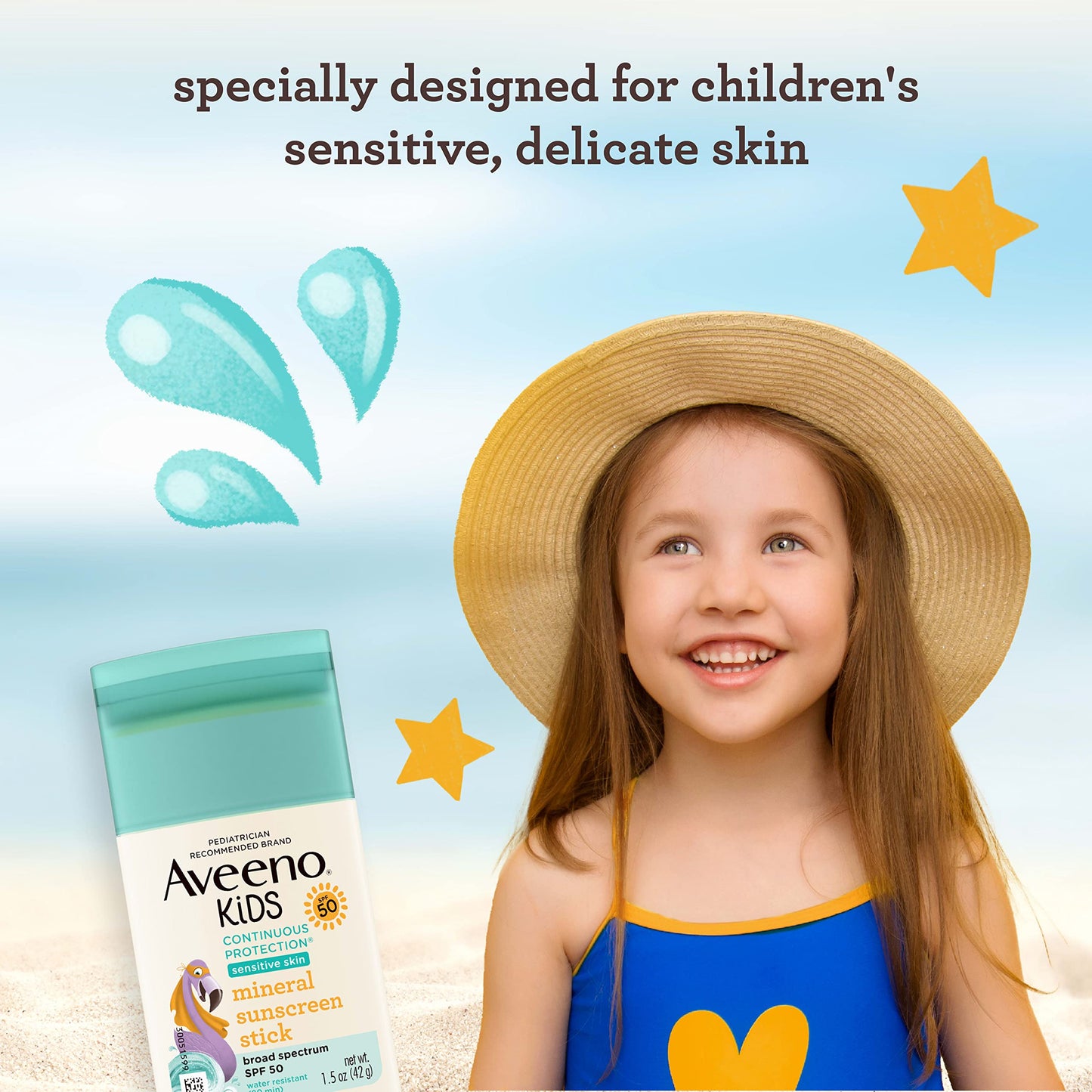 Aveeno Kids Continuous Protection Zinc Oxide Mineral Sunscreen Stick for Sensitive Skin, Face & Body Sunscreen Stick for Kids with Broad Spectrum SPF Beauty & Personal Care Aveeno