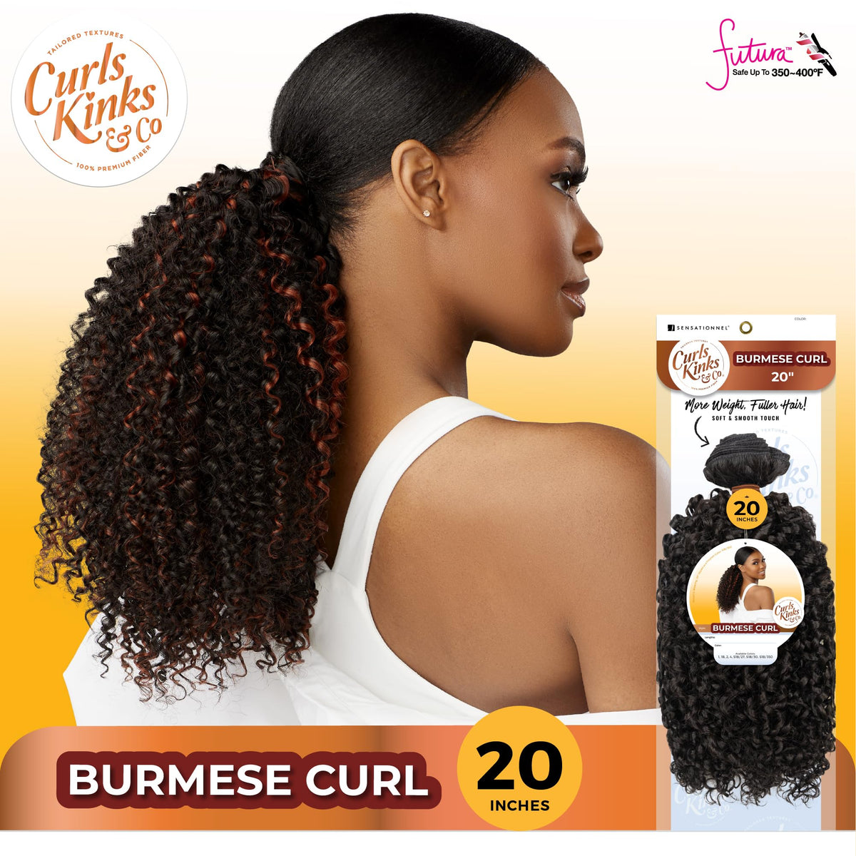 Sensationnel CKCO Synthetic Bundle-Burmese Curl,1 pack 20 inch, 1 JETBLACK