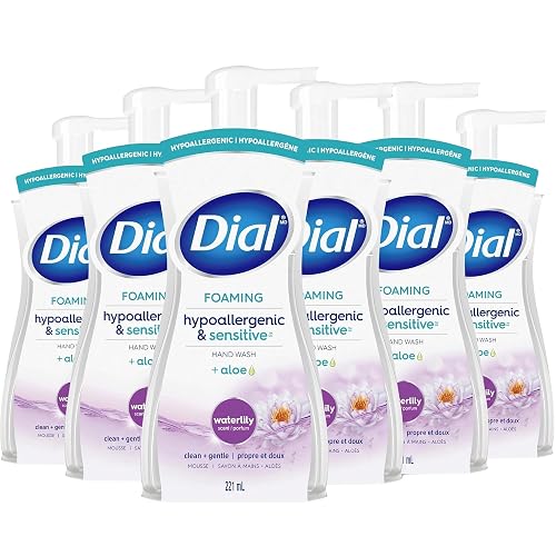 Dial Foaming Hand Wash, 6 Count, Hypoallergenic and Sensitive Hand Soap in Pump Bottle, Waterlily Scent, Gentle Moisturizing Aloe Vera Formula, 7.5 fl Beauty & Personal Care Dial