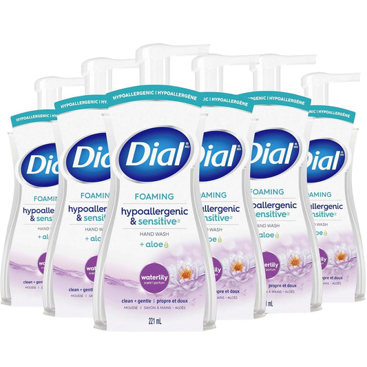Dial Foaming Hand Wash, 6 Count, Hypoallergenic and Sensitive Hand Soap in Pump Bottle, Waterlily Scent, Gentle Moisturizing Aloe Vera Formula, 7.5 fl Beauty & Personal Care Dial