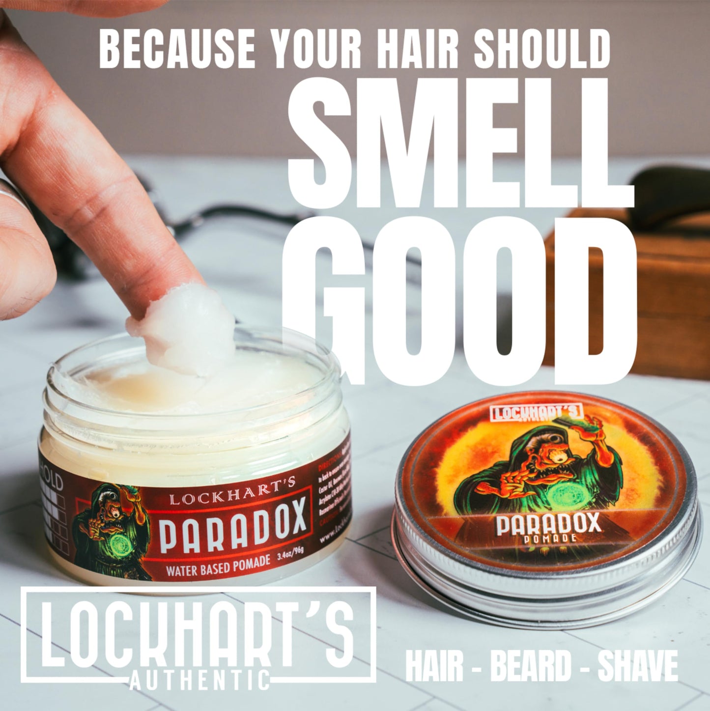 Lockhart’s Paradox Water-Based Pomade - Handcrafted Water-Based Pomade for Men - Highly Nourishing, No Greasy Residue - Firm Hold, Medium Shine - Aqua Beauty & Personal Care Lockhart's Authentic Grooming Co. LLC