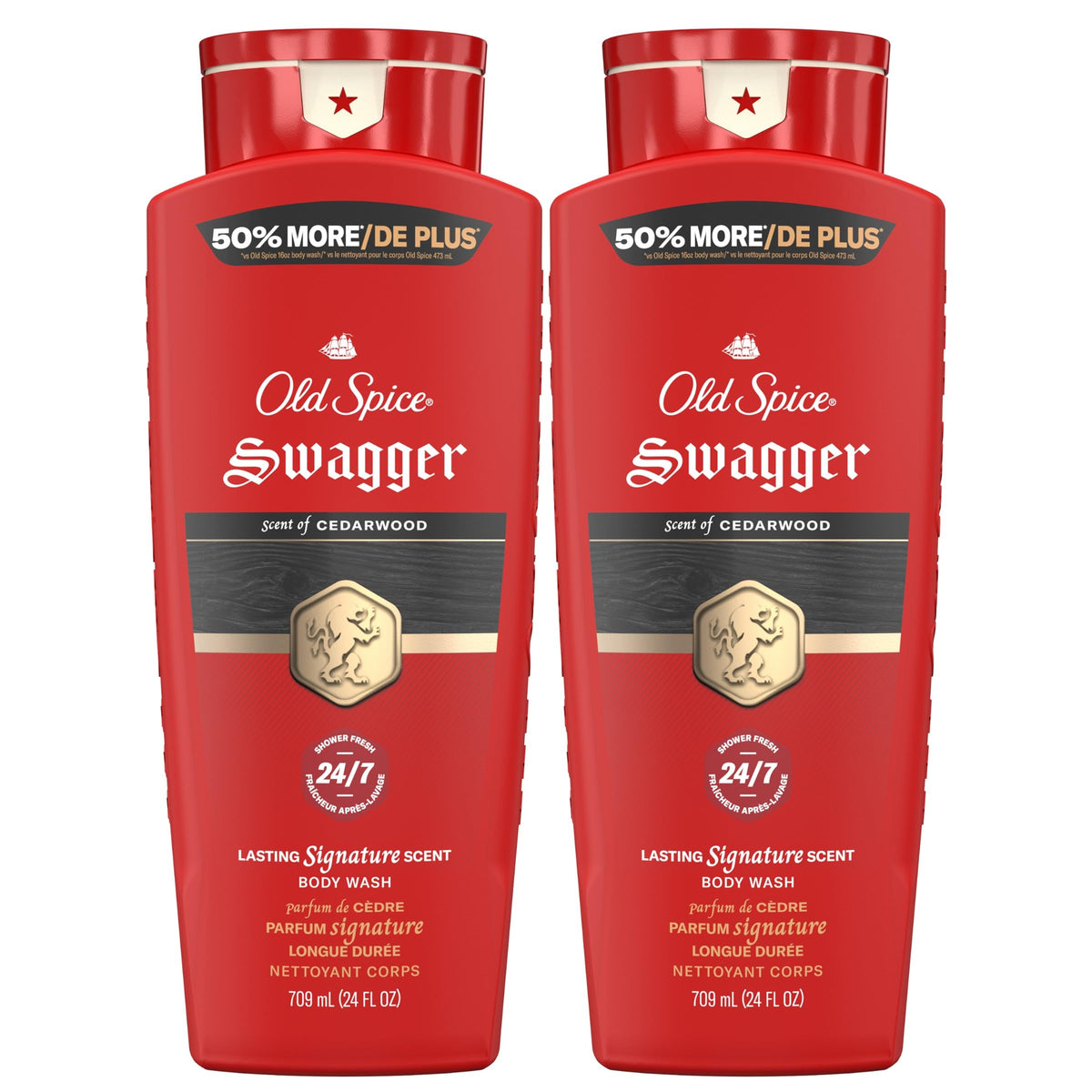 Old Spice Refreshing Body Wash for Men, 3X Defense, 24/7 Shower Fresh with Long Lasting Scent, Red Collection, Swagger with Cedarwood Scent, 24 oz Beauty & Personal Care Old Spice
