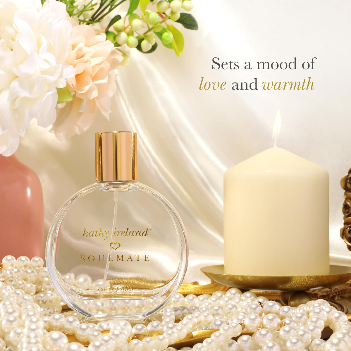 Kathy Ireland Soulmate - Floral, Fruity, Gourmand Perfume for Women - Eau de Parfum with Cherry, Mandarin, Pink Jasmine, Amber Notes - 3.4 oz Beauty & Personal Care Kathy Ireland