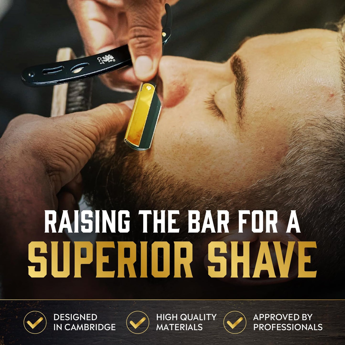 Cambridge Cutthroat Open Blade Razor for Men - Black & Gold Stainless Steel Handle, Swing-Lock Single Edge Cut Throat Razor with Leather Travel Pouch Beauty and Personal Care The Cambridge Cutthroat