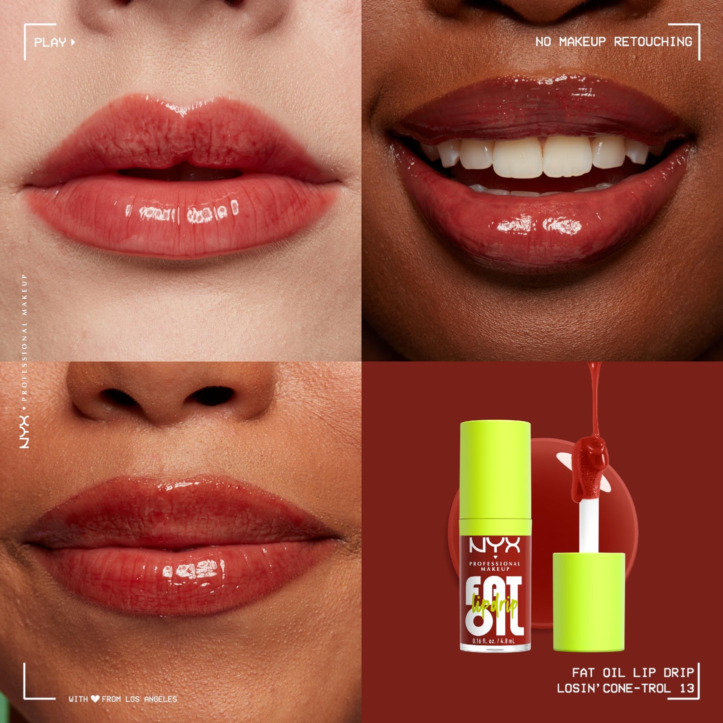 NYX PROFESSIONAL MAKEUP Fat Oil Lip Drip, Moisturizing, Shiny and Vegan Tinted Lip Gloss - Losin Cone-trol (Neutral Nude) Beauty & Personal Care NYX PROFESSIONAL MAKEUP