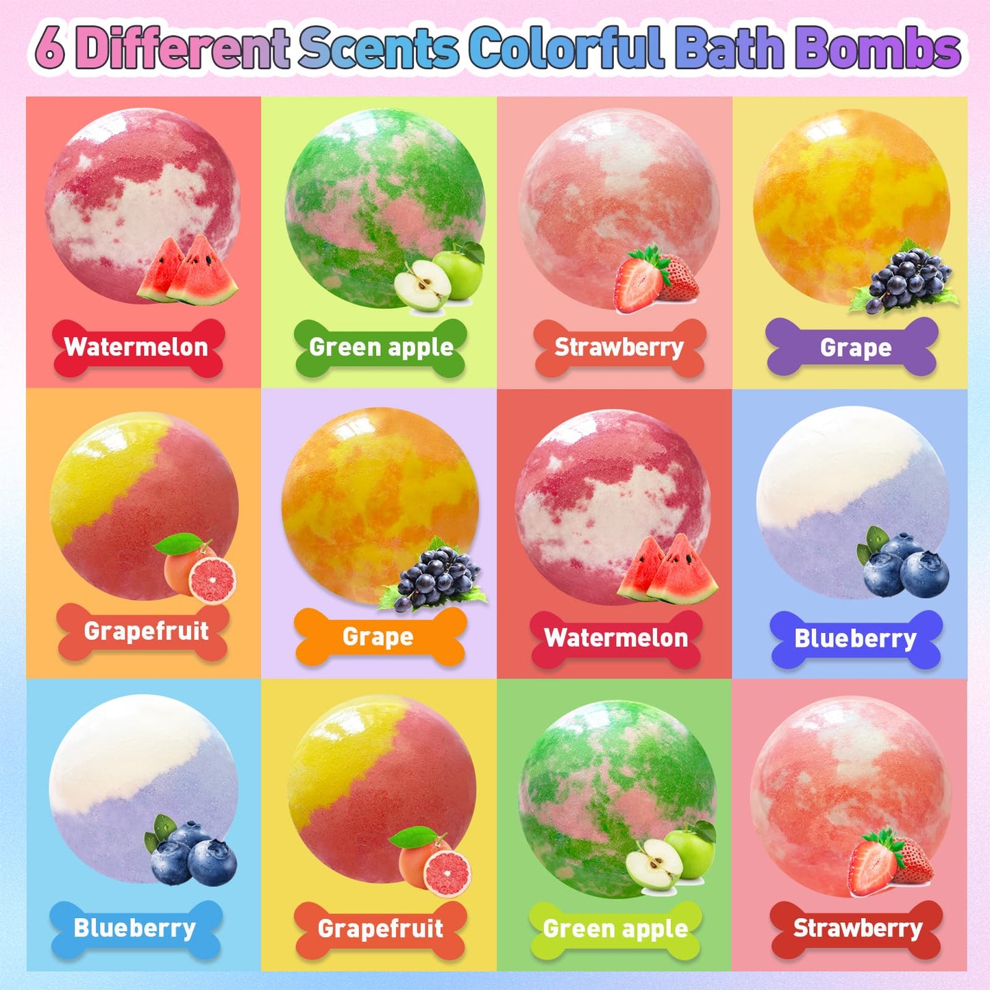 Bath Bombs for Kids with Surprise Inside, 12pcs Kids Bath Bombs with Mermaid Toys Gift Set for Girls, Shea & Coco Butter Dry Skin Moisturize, Birthday Beauty and Personal Care Santrela