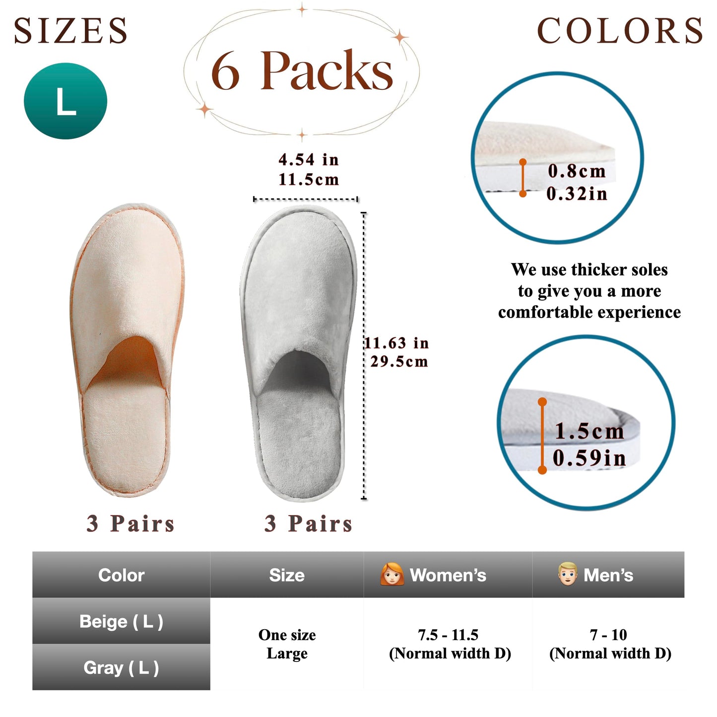 6 Pairs Spa Slippers, Non Slip Disposable Slippers For Guest Washable Beauty and Personal Care OSTADARRA