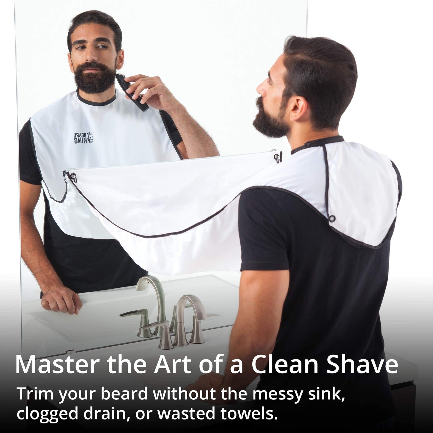 BEARD KING Beard Bib Apron - As Seen on Shark Tank - Gifts for Him, Stocking Stuffers for Men, Mens Gift, White Beauty and Personal Care BEARD KING