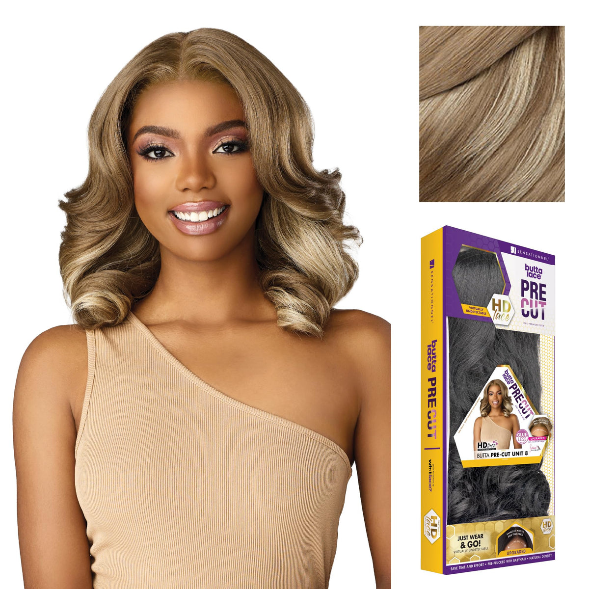 Sensationnel Butta Lace Precut Wig-Unit 8, SH/LIGHTASHBROWN