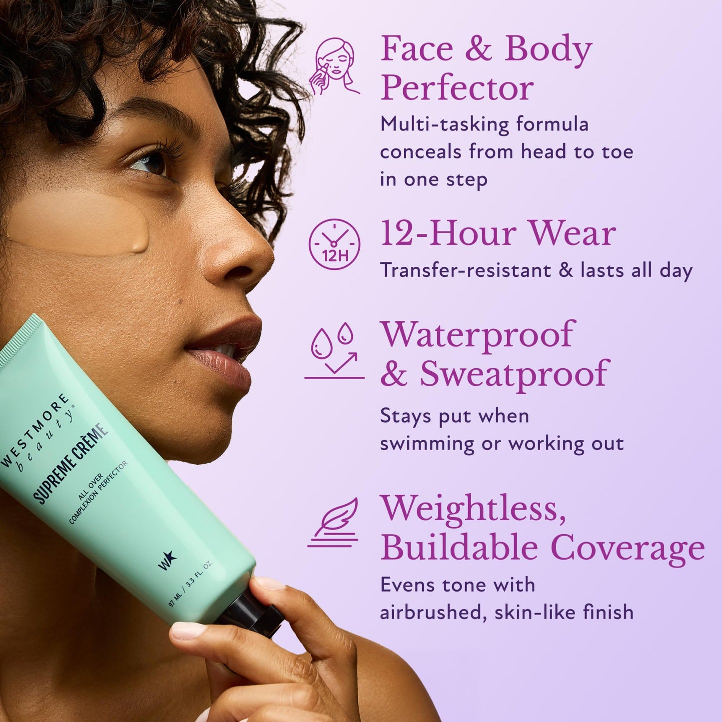 Westmore Beauty Supreme Creme All-Over Complexion Perfector - Long-Lasting CC Cream Foundation - Waterproof & Transfer-Resistant Skin Tint - 3.3 Oz Beauty and Personal Care Westmore Beauty