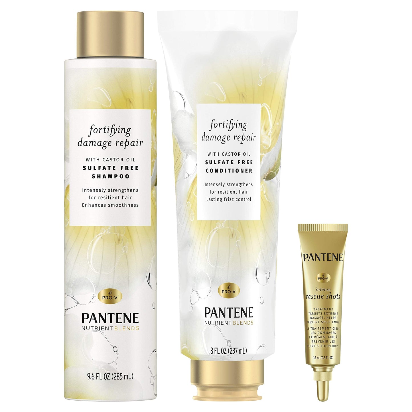 Pantene Sulfate Free Shampoo & Conditioner Set with Castor Oil+ Hair Mask Treatment, Nutrient Blends Fortifying Damage Repair Beauty & Personal Care Pantene