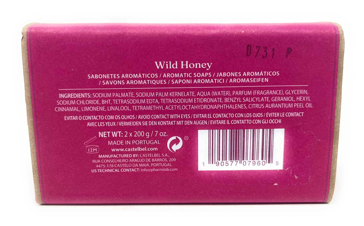 Castelbel Set of Wild Honey Fragranced Luxury Soap, (2) 7-Ounce Bars Beauty & Personal Care Castelbel