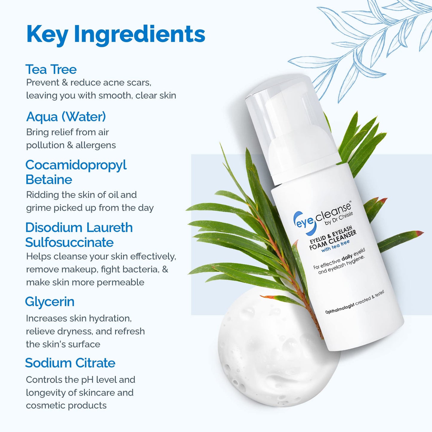 Dr Chrissie All-in-One Eyelid and Eyelash Cleanser for Lash Extension Kit Essential, Enriched with Tea Tree Oil, Helps Ease Tired Eyes, 100 ml Beauty & Personal Care Dr Chrissie