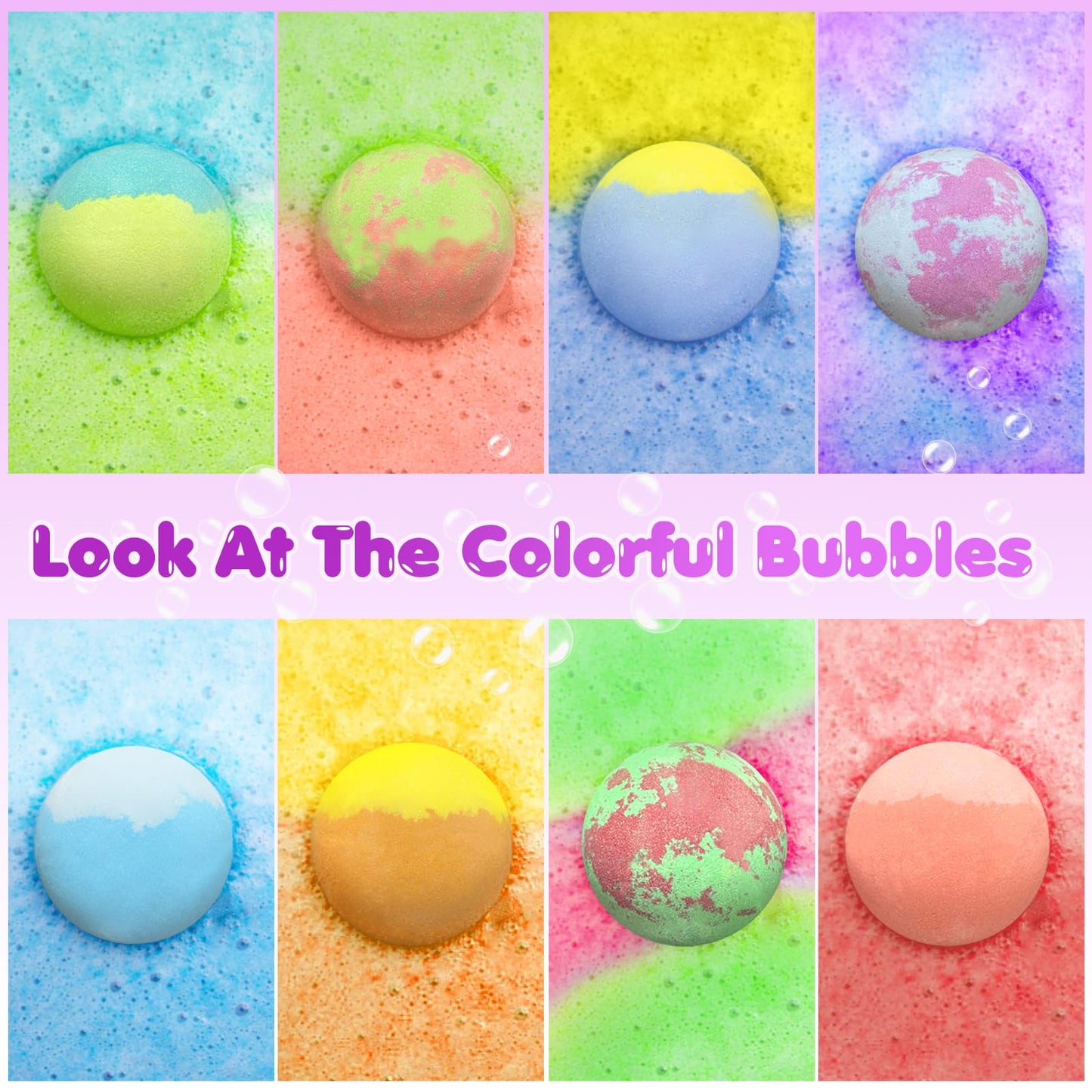 Bath Bombs for Kids with Surprise Toys Inside, 8 Pcs 3.5 Oz Light Up Bath Bombs Gift Set with Essential Oils, Handmade Spa Moisturizing for Women Beauty and Personal Care Santrela