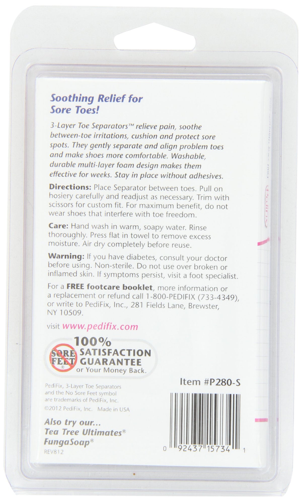 Pedifix 3-layer Toe Separators, 6-Count (Pack of 2), Small