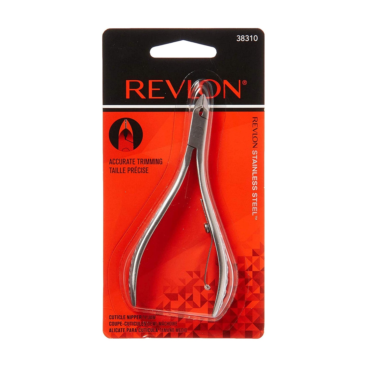 Revlon Half Jaw Cuticle Nipper, Manicure Tool for Nail Care, Hangnail Clipper, For More Precise Trims, Non-Slip Grip, Stainless Steel, 1 Count Beauty & Personal Care REVLON