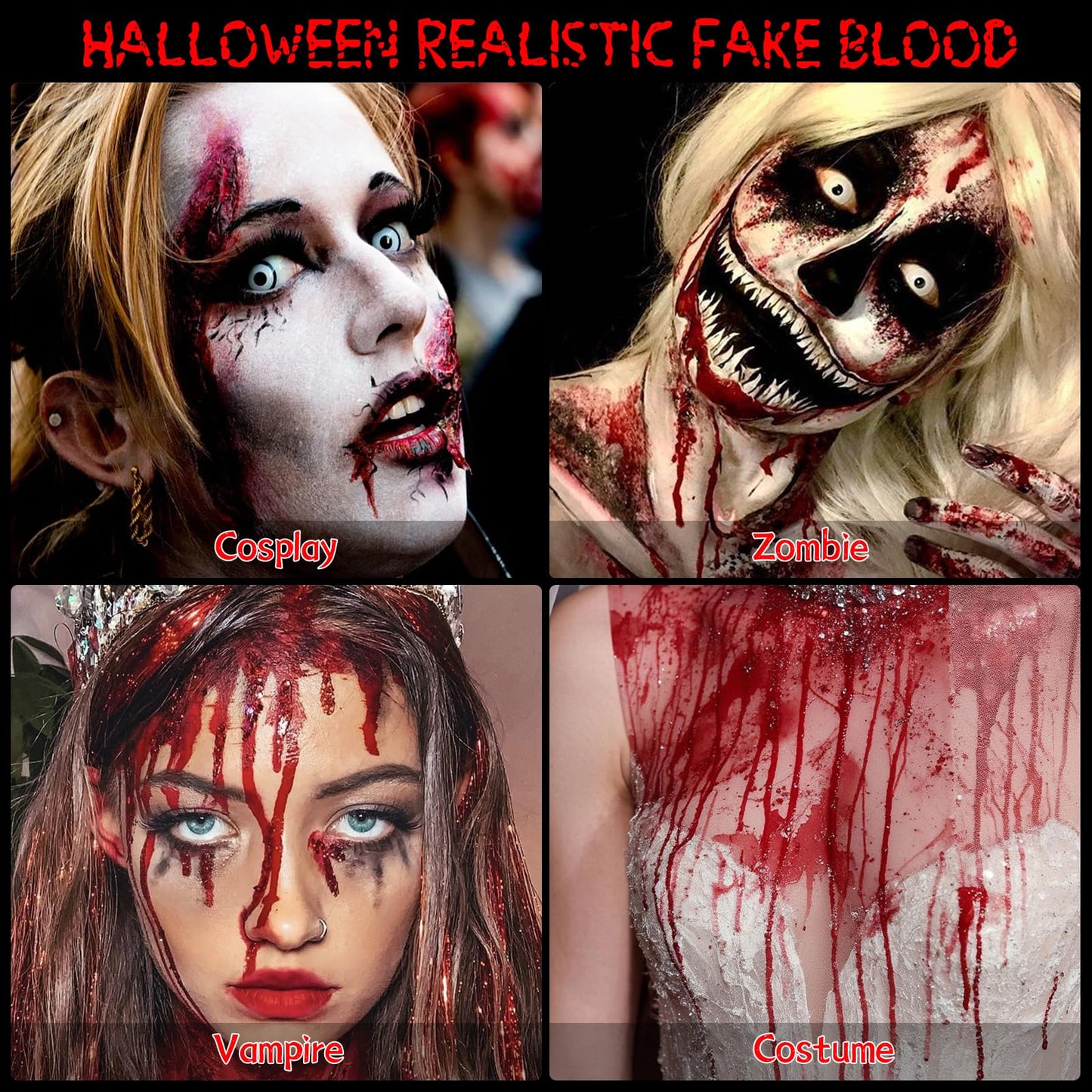 Halloween Fake Blood Spray, Washable Fake Blood Makeup, Halloween Realistic Fake Blood for Face Body Paint, Perfect for Vampire Makeup, Clown & Sfx Beauty & Personal Care VPCRT6
