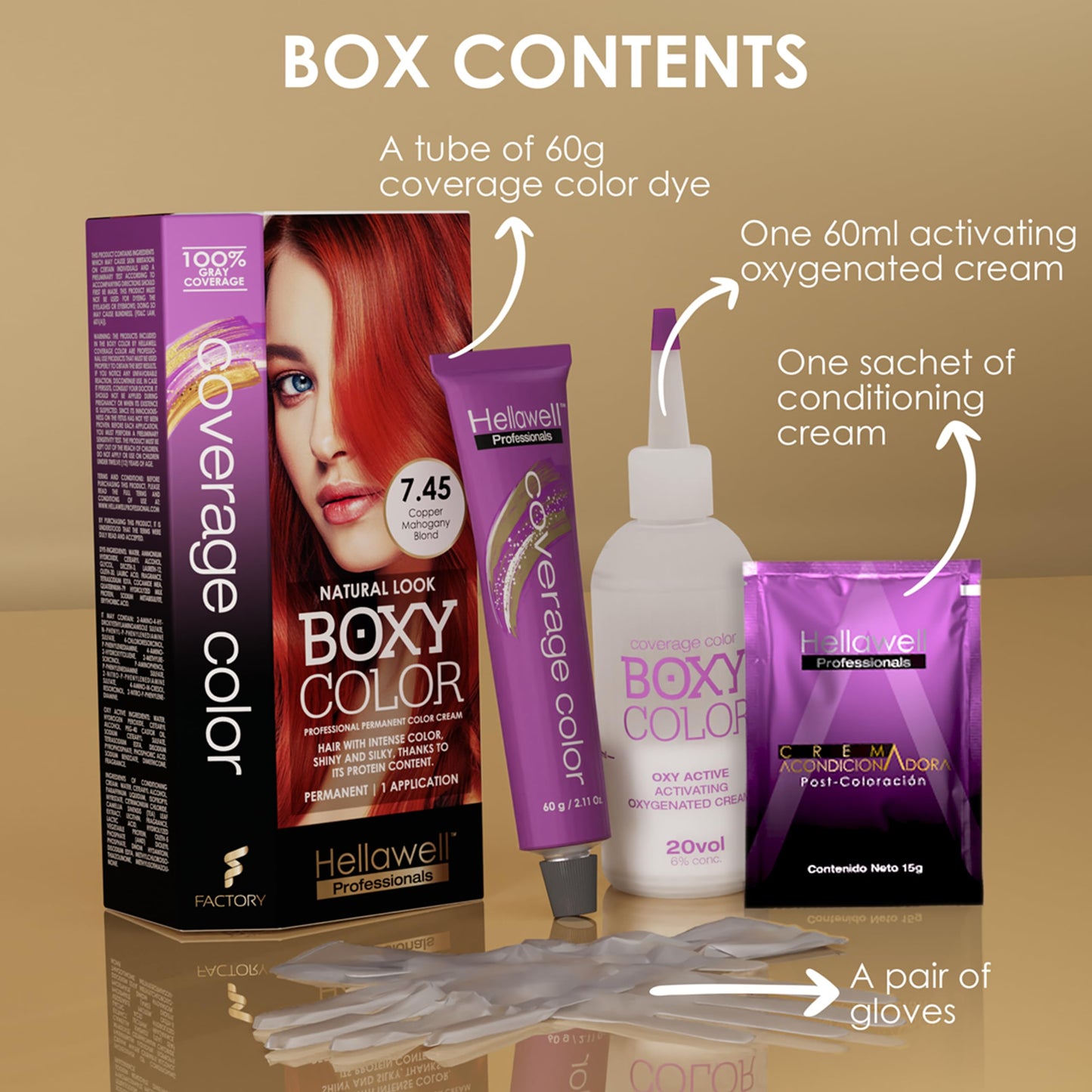 BOXY COLOR Coloring kit professional, permanent color cream hair dye with Vegetal Protein to get Hair with intense color shiny and silky. 100% Gray Beauty & Personal Care HELLAWELL PROFESSIONALS