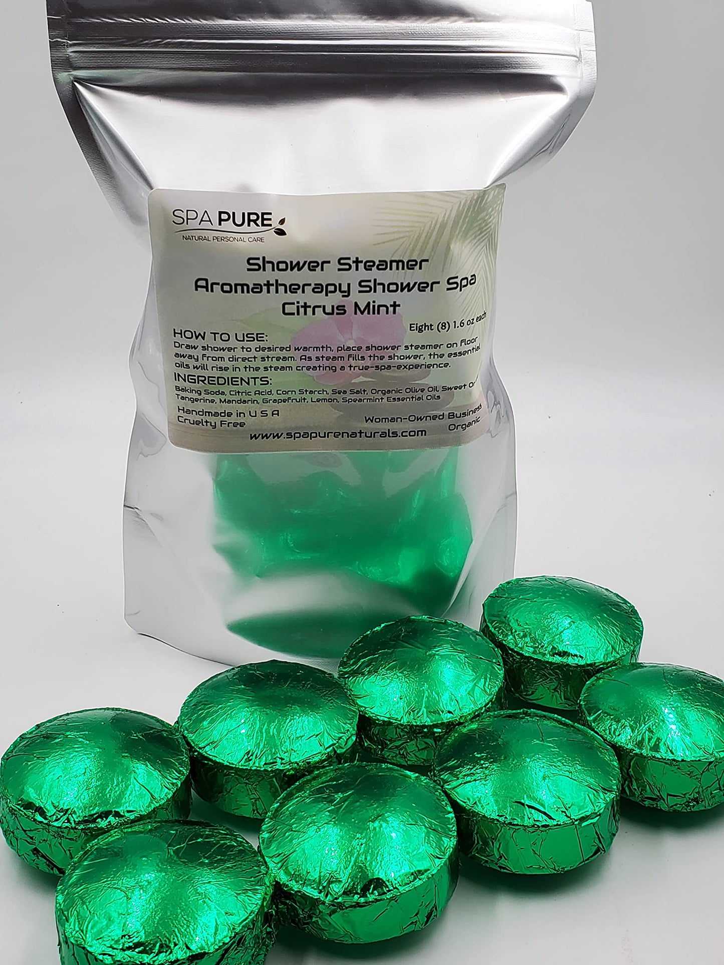Citrus Mint Aromatherapy Shower Bombs/Steamers: 100% Natural/Organic Essential Oils - Transform Your Shower (8 Count) Pack of 1 Beauty & Personal Care Spa Girl/Spa Pure