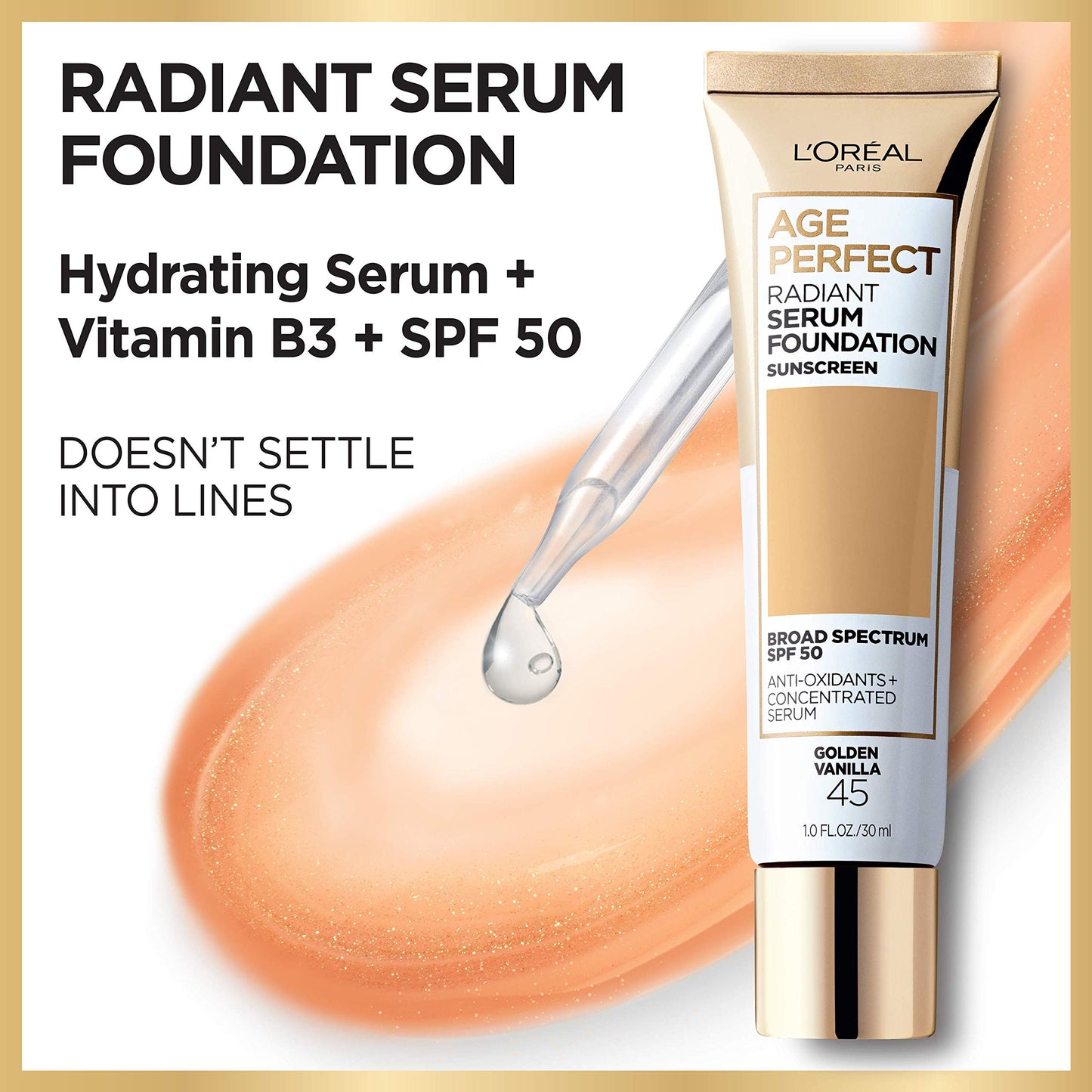 L'Oreal Paris Age Perfect Radiant Serum Foundation with SPF 50, Rose Ivory, 1 Ounce Beauty & Personal Care L'Oreal Paris