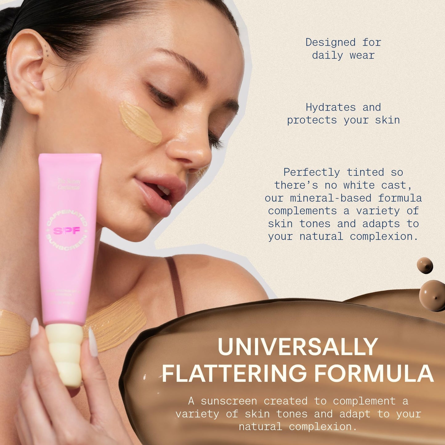 The Skinny Confidential Tinted Sunscreen, SPF 40 - Fragrance Free Face Moisturizer with No White Cast - Non-Greasy & Lightweight Caffeinated Mineral Beauty & Personal Care The Skinny Confidential