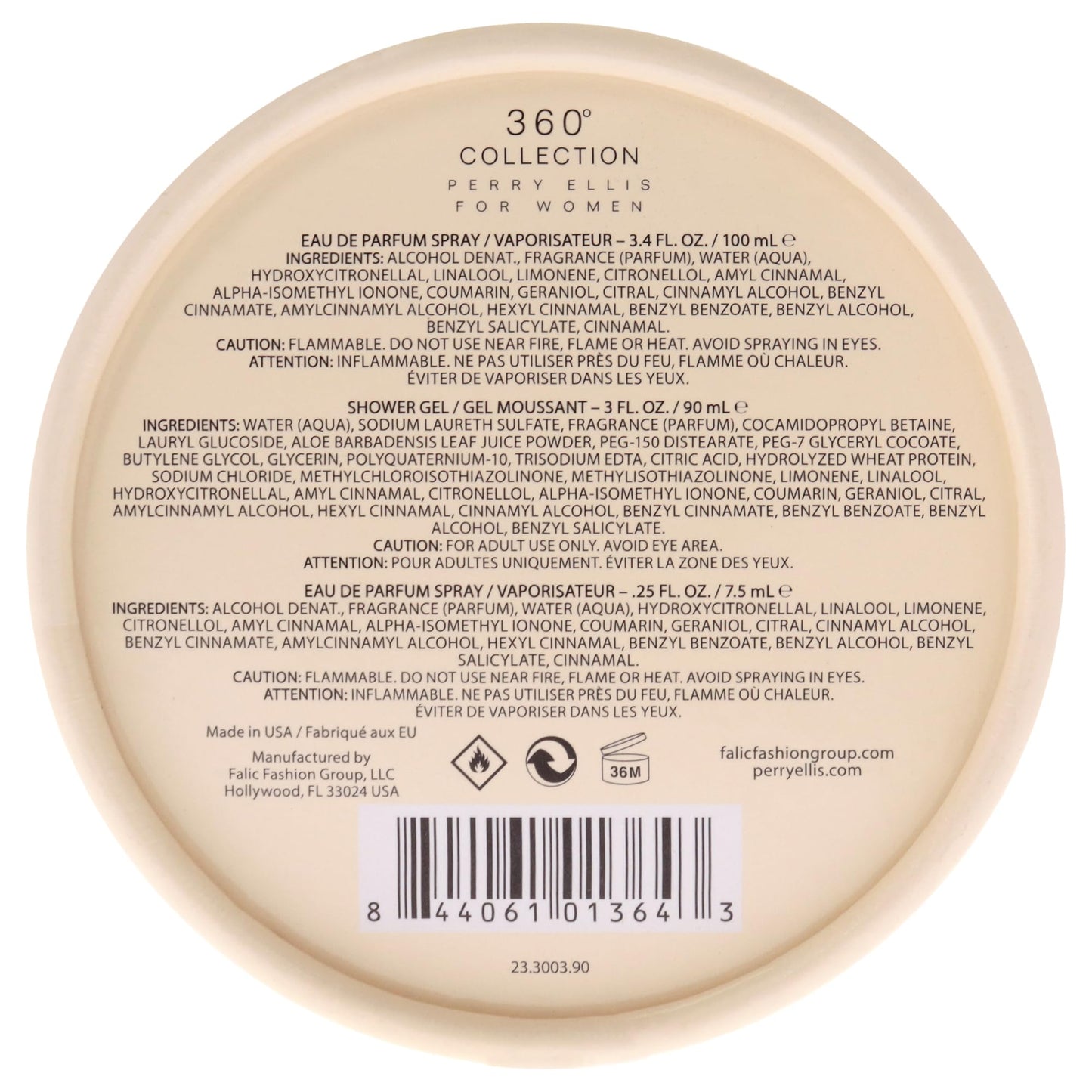 Perry Ellis 360° Collection for Women - 3-Piece Canister Gift Set (3.4 fl oz Eau de Parfum, 3 oz Shower Gel, .25 fl oz EDP Mini Travel Spray) - Beauty & Personal Care Perry Ellis