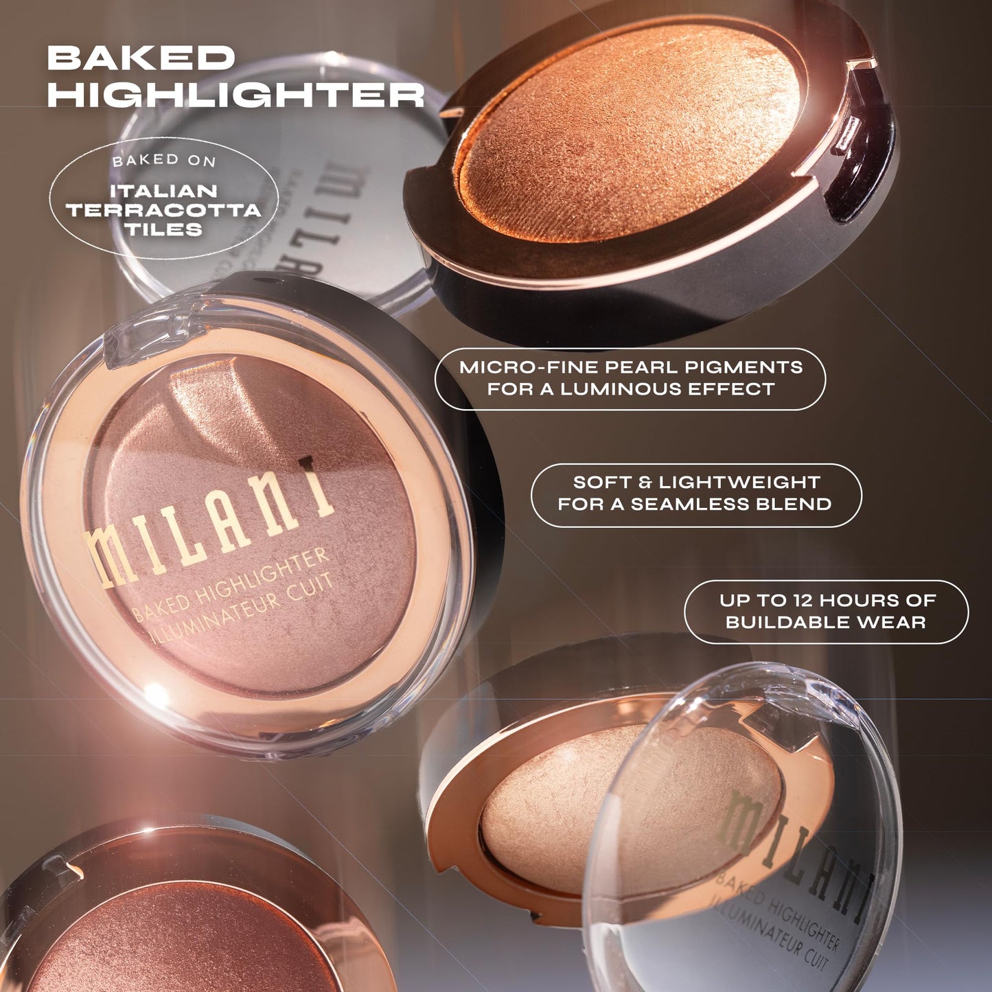 Milani Baked Highlighter - Long-Lasting Powder for Natural Radiant Glow- Buildable & Blendable Face Makeup with Lit-From-Within Finish- Vegan Beauty & Personal Care Milani