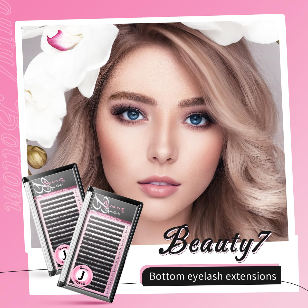 Beauty7 Mixed Volume Under Bottom Lower Individual False Eyelash Extension Tray Matte Synthetic Mink Curl J 0.1mm Thickness 5/6/7mm Length Beauty & Personal Care Beauty7