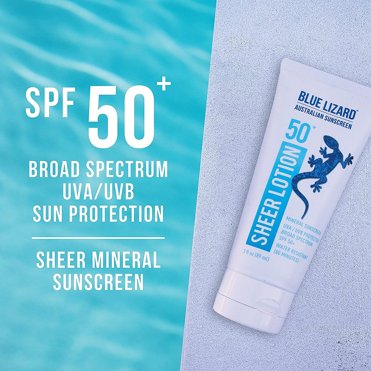 Blue Lizard Australian Sunscreen Sheer Lotion Body, SPF 50+ 3 oz. Beauty & Personal Care BLUE LIZARD
