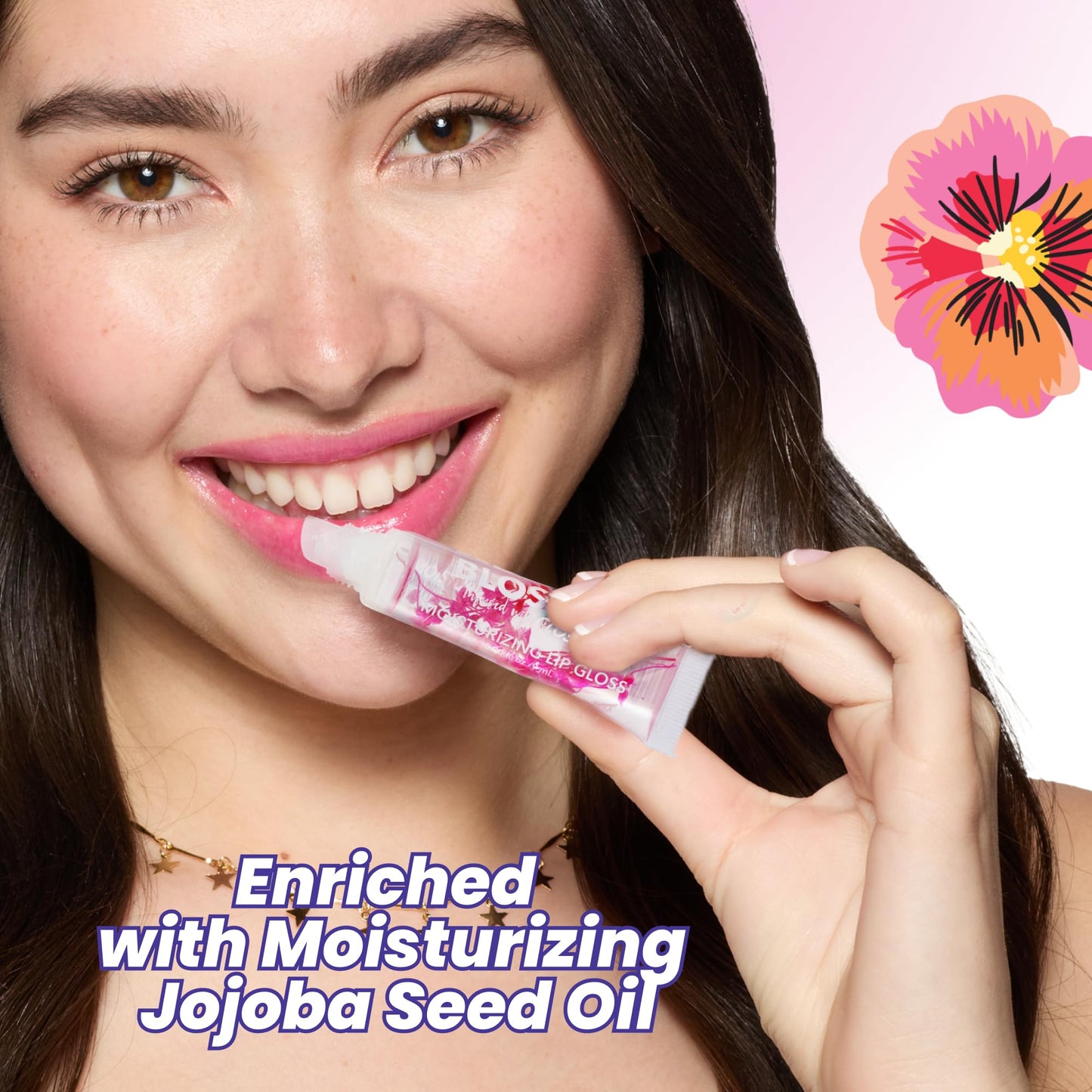Blossom Lip Gloss Tubes, Cherry Scented Thick Clear High Shine Moisturizing Flower Lip Gel with Nourishing Jojoba Seed Oil, Infused with Real Flowers Beauty & Personal Care Blossom