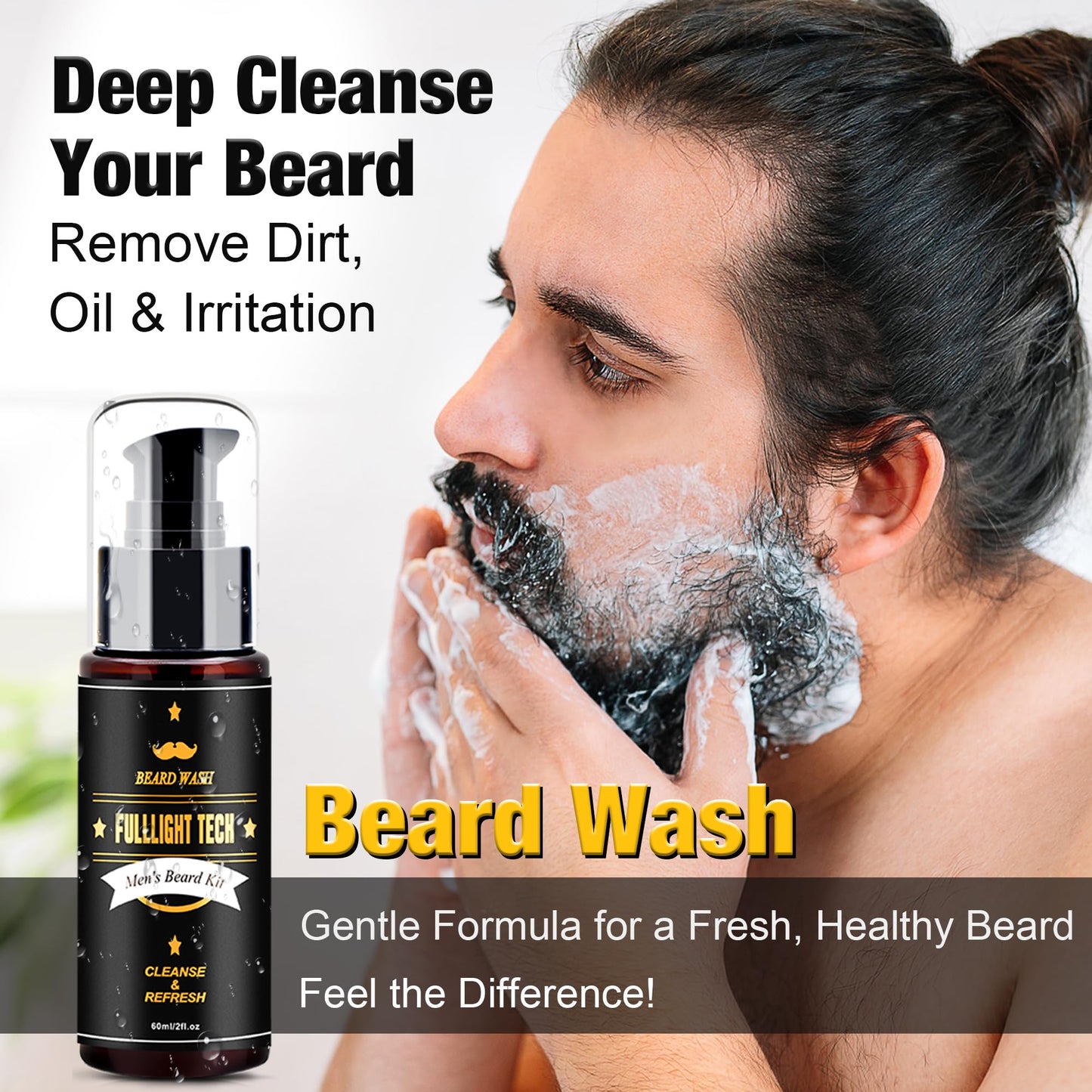 Beard Kit Gifts for Men, 3 Natural Beard Oil, Gently Soothes Itch & Dryness Beauty and Personal Care FULLLIGHT TECH
