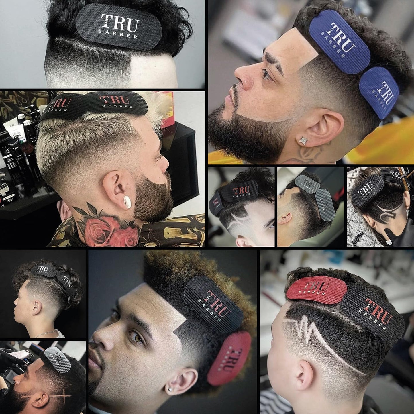 TRU BARBER HAIR GRIPPERS ® BUNDLE PACK 6 PCS for Men and Women - Salon and Barber, Hair Clips for Styling, Hair holder Grips (Black/Red) Beauty & Personal Care TRU BARBER