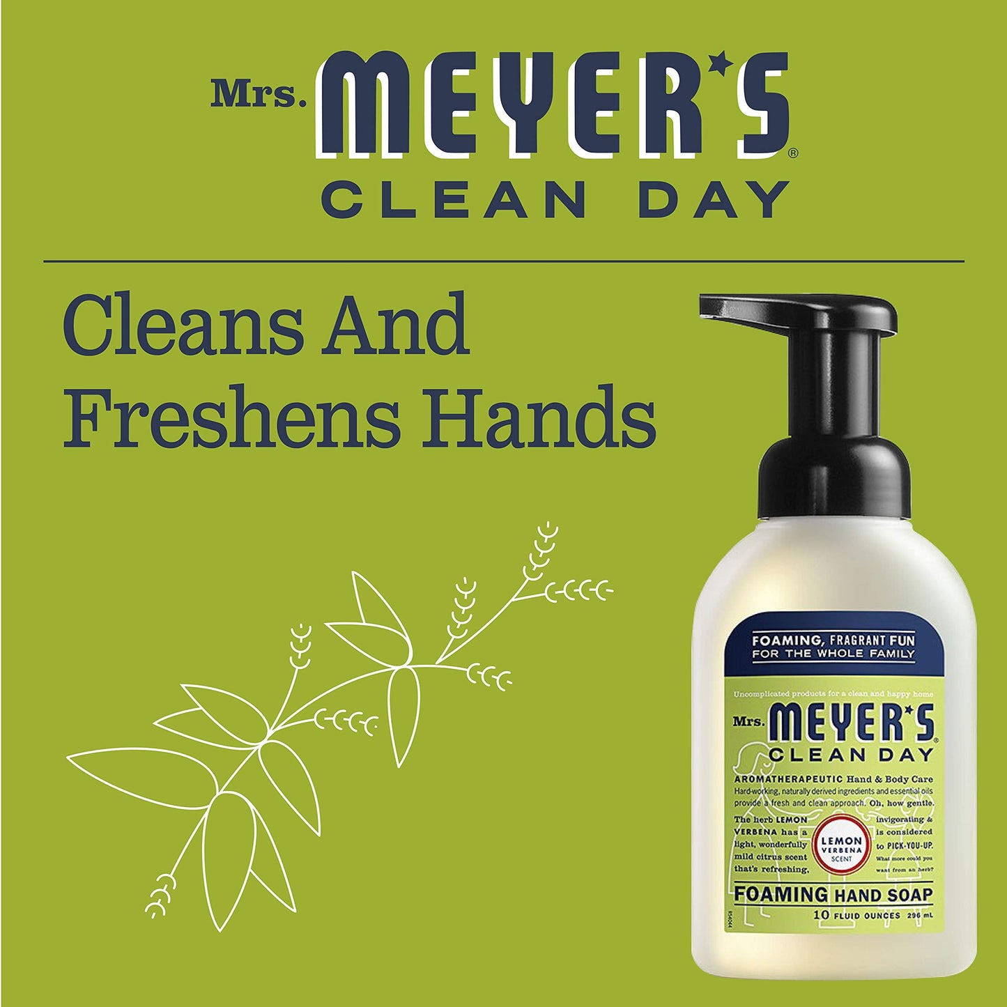 Mrs. MEYER'S CLEAN DAY Foaming Hand Soap, Lemon Verbena Scent, 10 Fl oz (Pack of 2) Beauty & Personal Care Mrs. MEYER'S