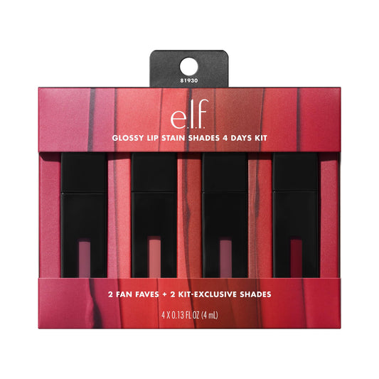 e.l.f. Glossy Lip Stain Shades 4 Days Kit, Long-Lasting Lip Stains For A Sheer Pop Of Color & Subtle Gloss Finish, Vegan & Cruelty-Free, 4 Shades Beauty & Personal Care e.l.f.
