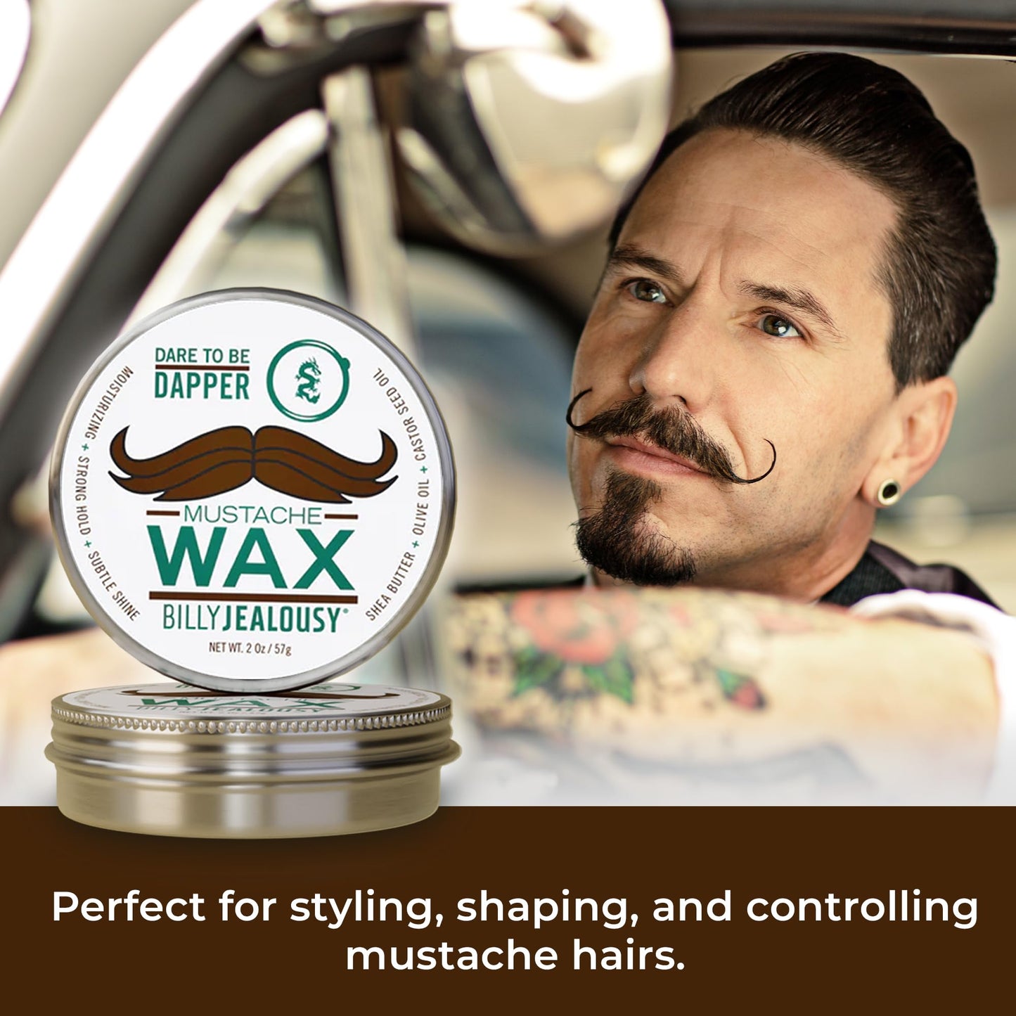 Billy Jealousy Bulletproof Strong Hold Mustache Wax, Conditioning Travel-Friendly Styling Product with Woodsy Lavender, Tropical Fruit, and Oak Moss Beauty & Personal Care Billy Jealousy