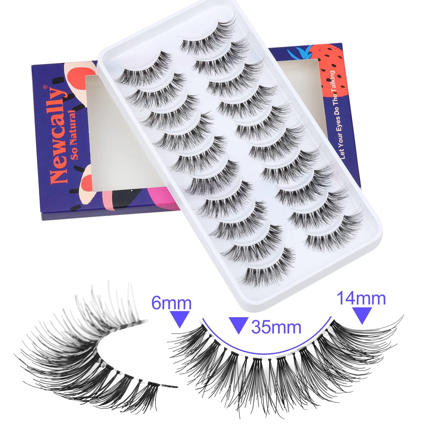 Newcally Lashes Natural Wispy False Eyelashes Cat Eye Lashes Hand-Knotted Soft Light Volume Fake Lashes Multipack Beauty & Personal Care Newcally