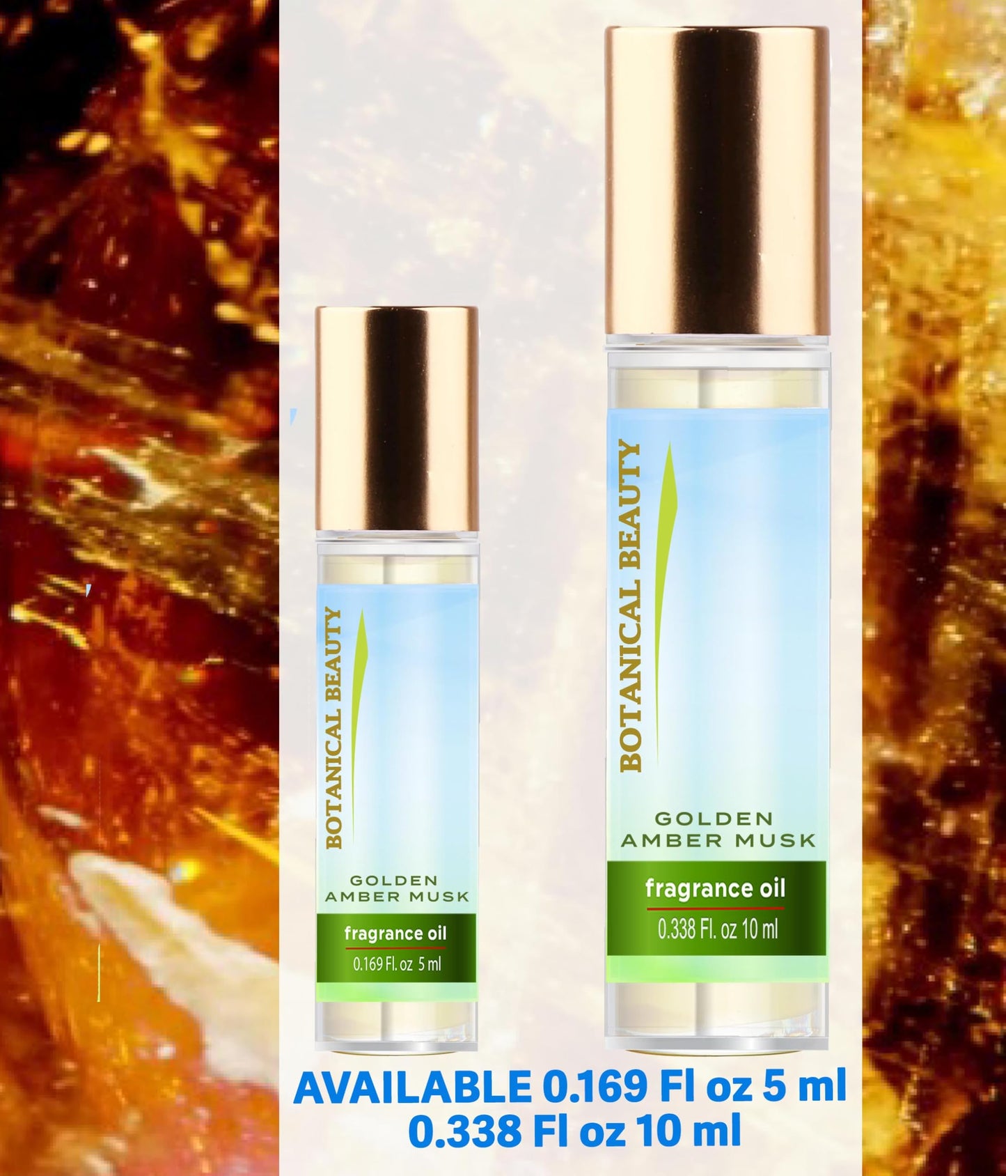 Botanical Beauty GOLDEN AMBER MUSK FRAGRANCE OIL ROLL-ON 0.338 Fl Oz 10 ml Rollerball Perfume, Long Lasting an luxury scent, blend of Golden Amber Beauty & Personal Care Botanical Beauty