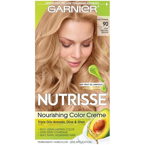 Garnier Nutrisse Nourishing Hair Color Creme, 90 Light Natural Blonde (Macadamia) (Packaging May Vary) Beauty & Personal Care Garnier
