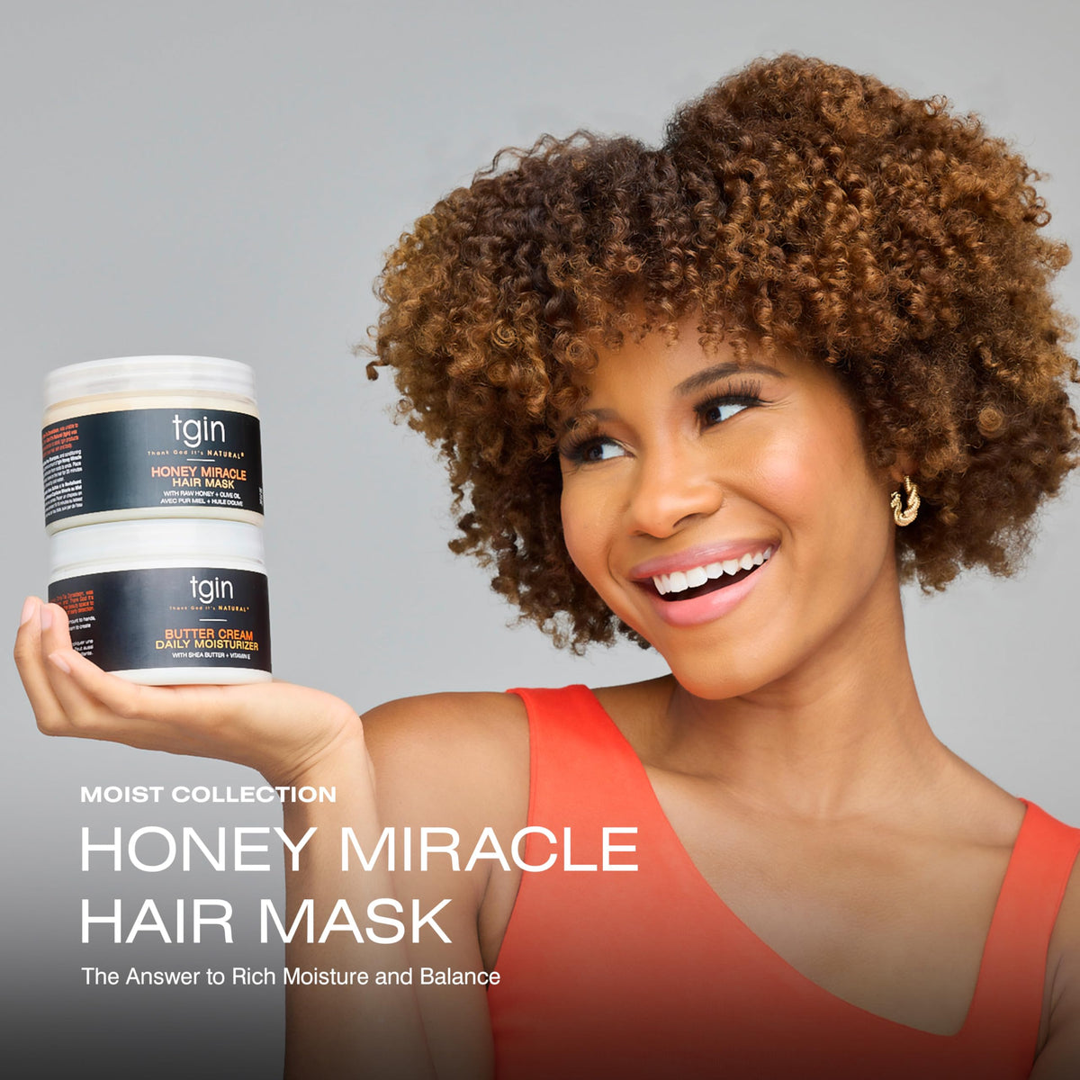 tgin Honey Miracle Hair Mask for Natural, Dry, Curly Type 3c and 4c Hair - 12 oz - Deep Conditioner