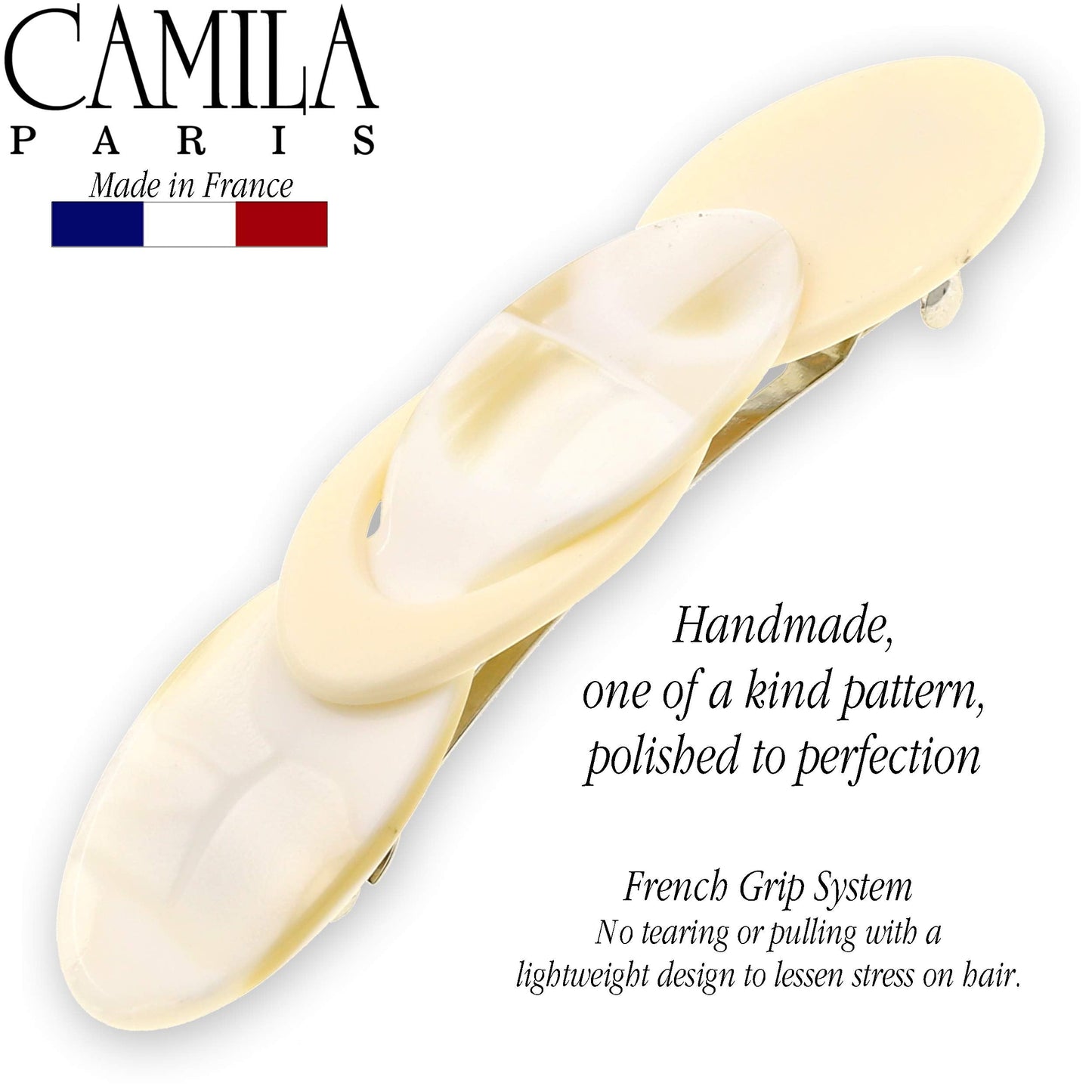 Camila Paris CP2337 French Hair Barrette Clip for Girls Handmade Cream Pearl, Metal Automatic Clasp Strong Hold Grip Hair Clips for Women, No Slip Beauty & Personal Care Camila