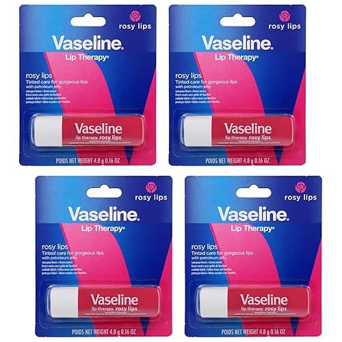 Vaseline Lip Therapy Care Rosy, Fast-Acting Nourishment, Ideal for Chapped, Dry, Cracked, or Damaged Lips, Lip Balm, 4-Pack, 0.16 Oz Each Beauty & Personal Care Vaseline