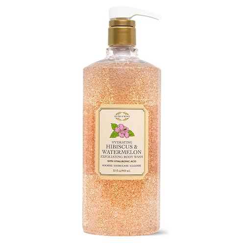 RIVER & ROWE Hibiscus & Watermelon Exfoliating Body Wash - Hydrating Daily Cleanser with Hyaluronic Acid for a Fresh & Comforting Skin Experience Beauty & Personal Care RIVER & ROWE