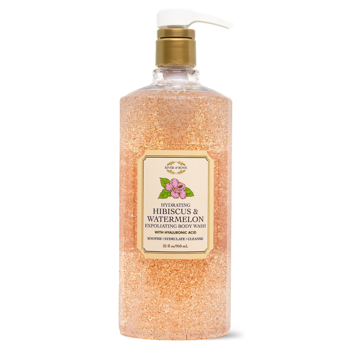 RIVER & ROWE Hibiscus & Watermelon Exfoliating Body Wash - Hydrating Daily Cleanser with Hyaluronic Acid for a Fresh & Comforting Skin Experience Beauty & Personal Care RIVER & ROWE
